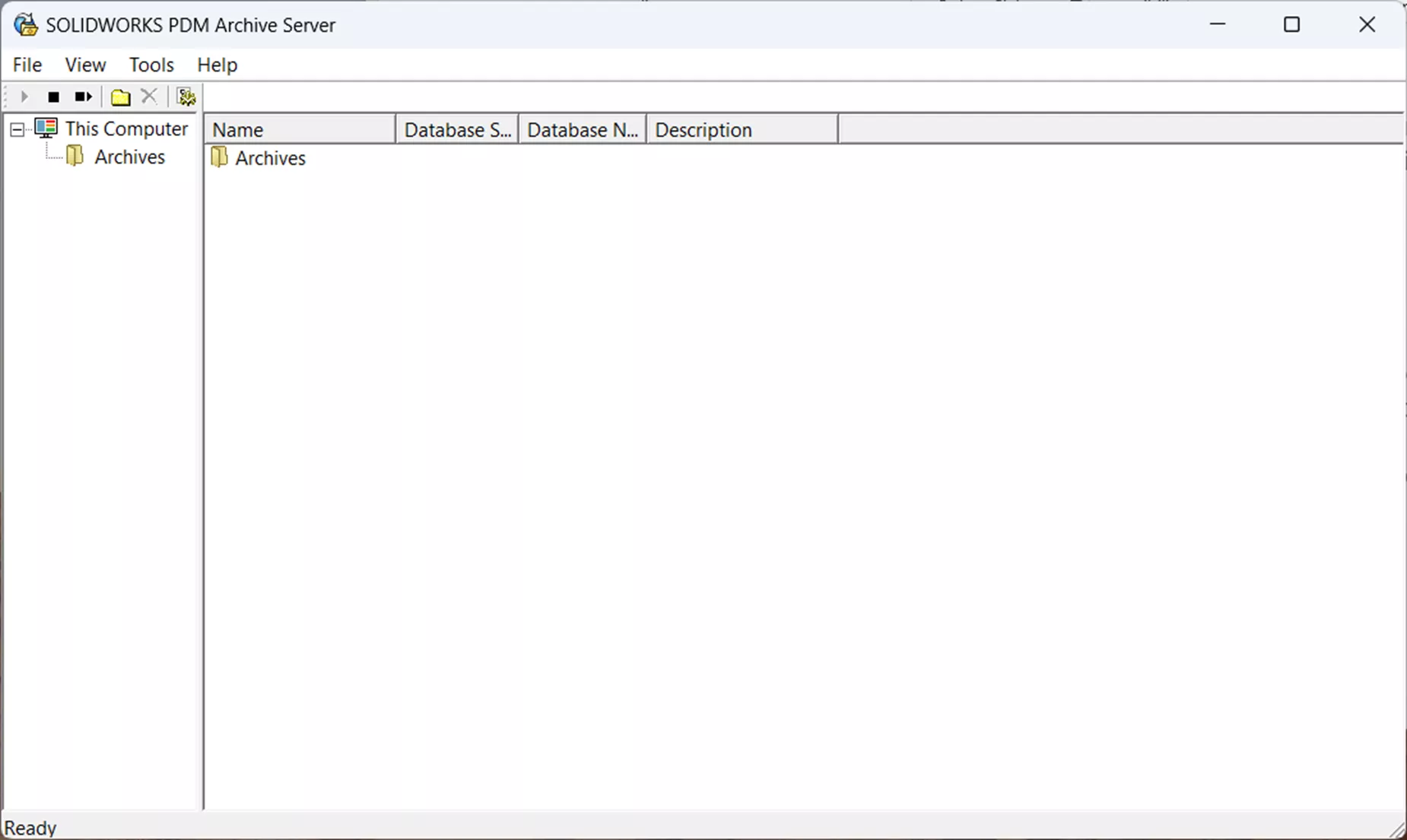 SOLIDWORKS PDM Archive Server configuration interface
