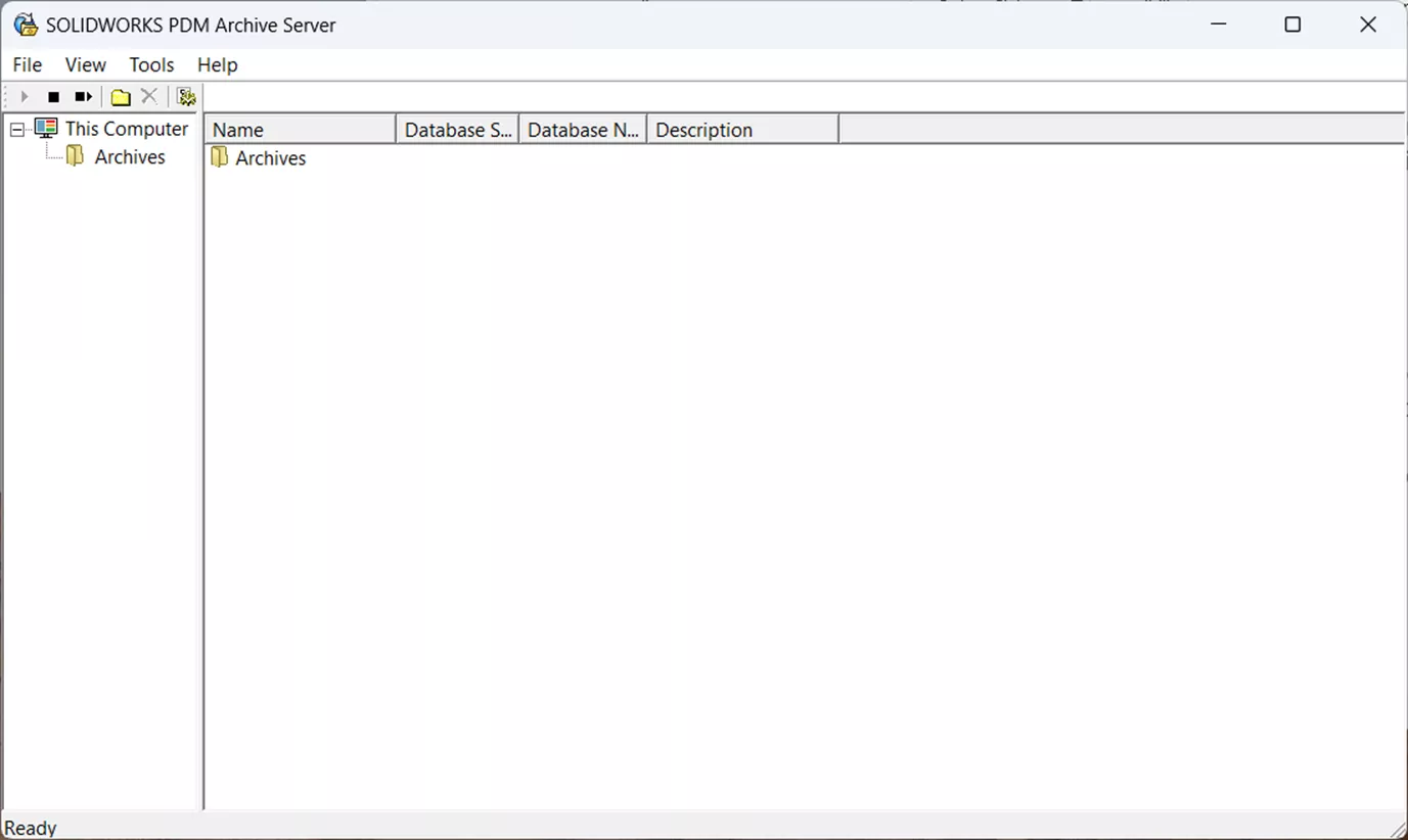 SOLIDWORKS PDM Archive configuration window
