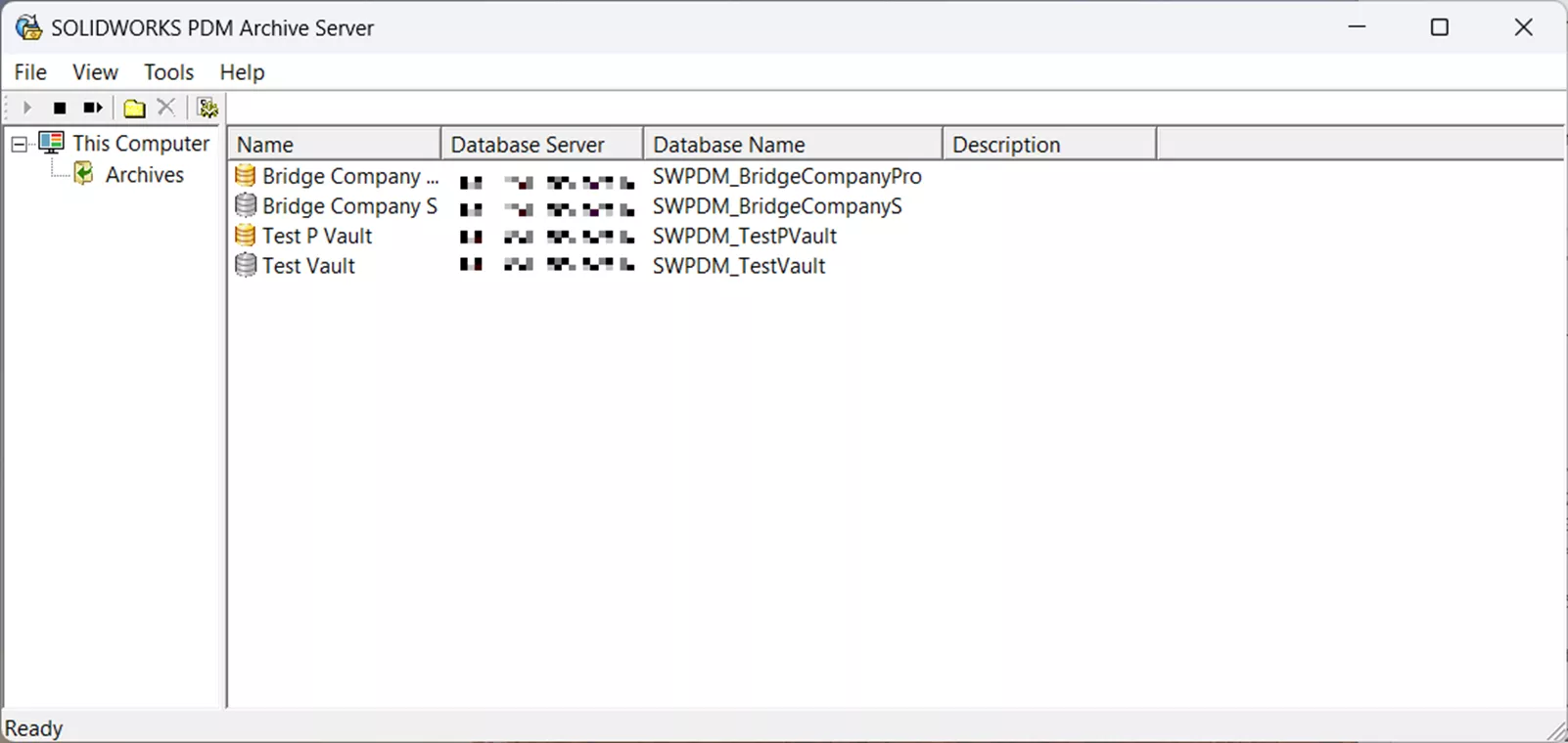 SOLIDWORKS PDM Archive folder view