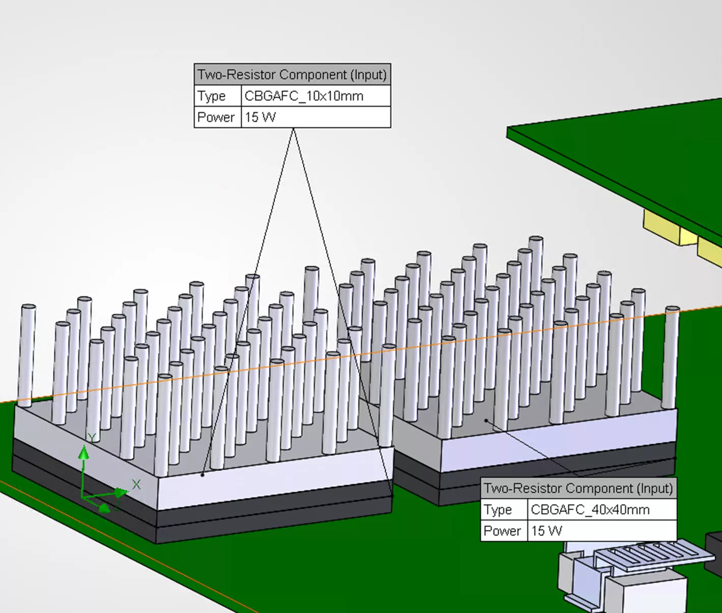 SOLIDWORKS Flow Simulation 双电阻组件创建界面