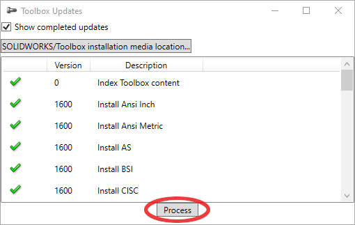 Utilidad de actualización de Toolbox y ventana de diálogo de instalación