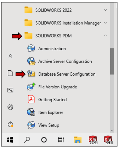 SOLIDWORKS PDM Database Server Konfiguration Screenshot - PDM-Verwaltung öffnen