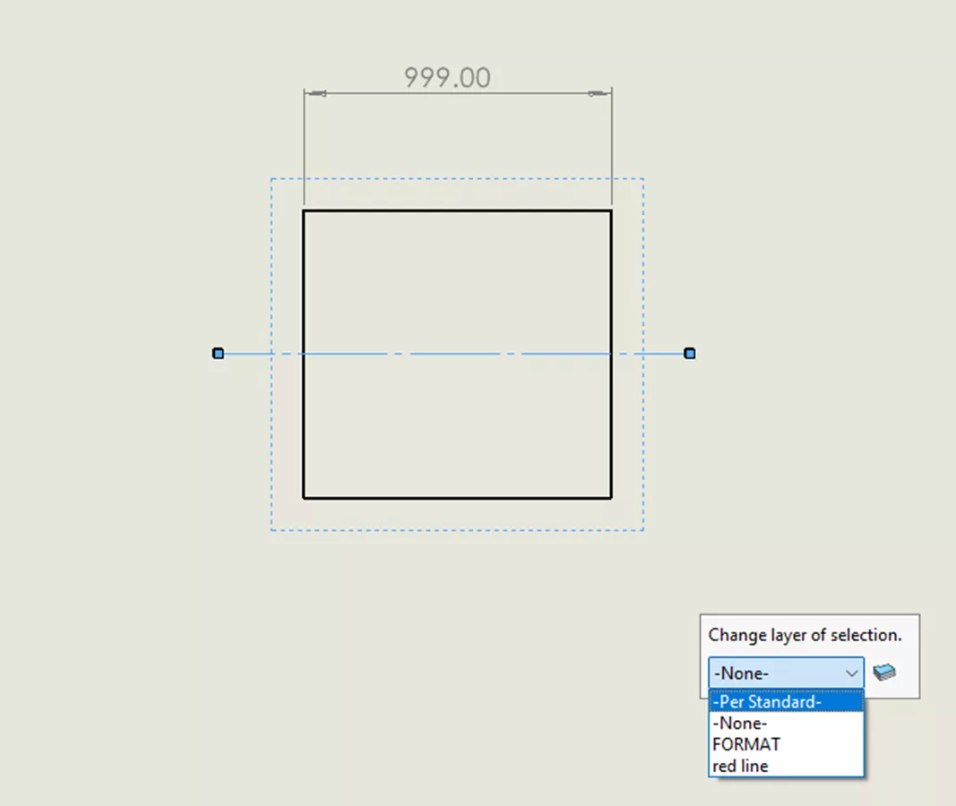 Standard layer option configuration in SOLIDWORKS