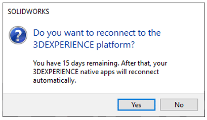 3DEXPERIENCE SOLIDWORKS オンラインモード再接続プロセス