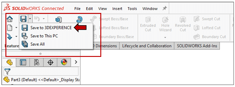 3DEXPERIENCE SOLIDWORKS オンラインモードへの戻り