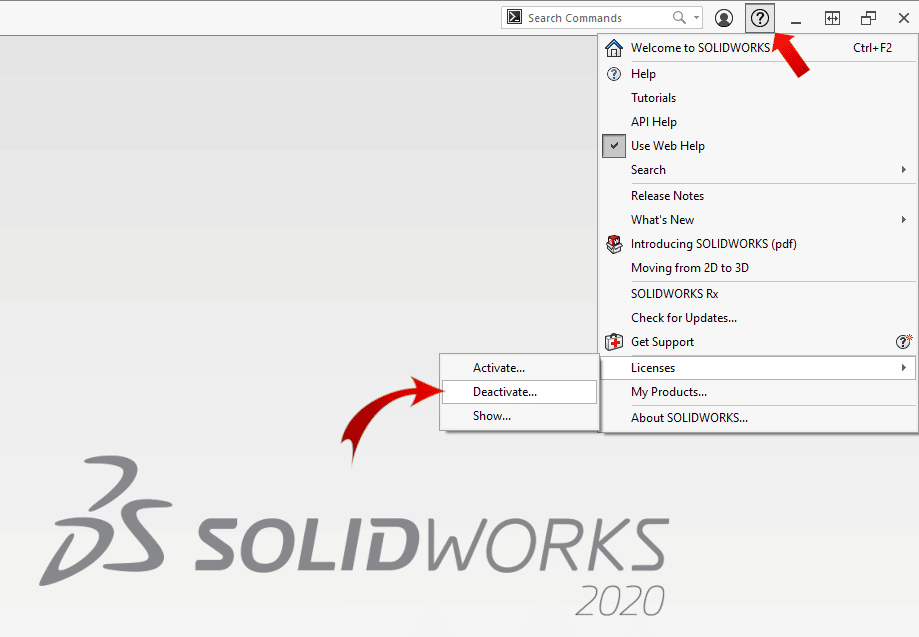 Screenshot of SOLIDWORKS License Control interface