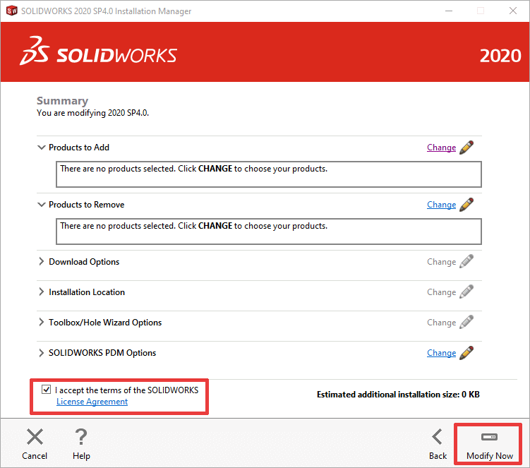 SOLIDWORKS Summary screen