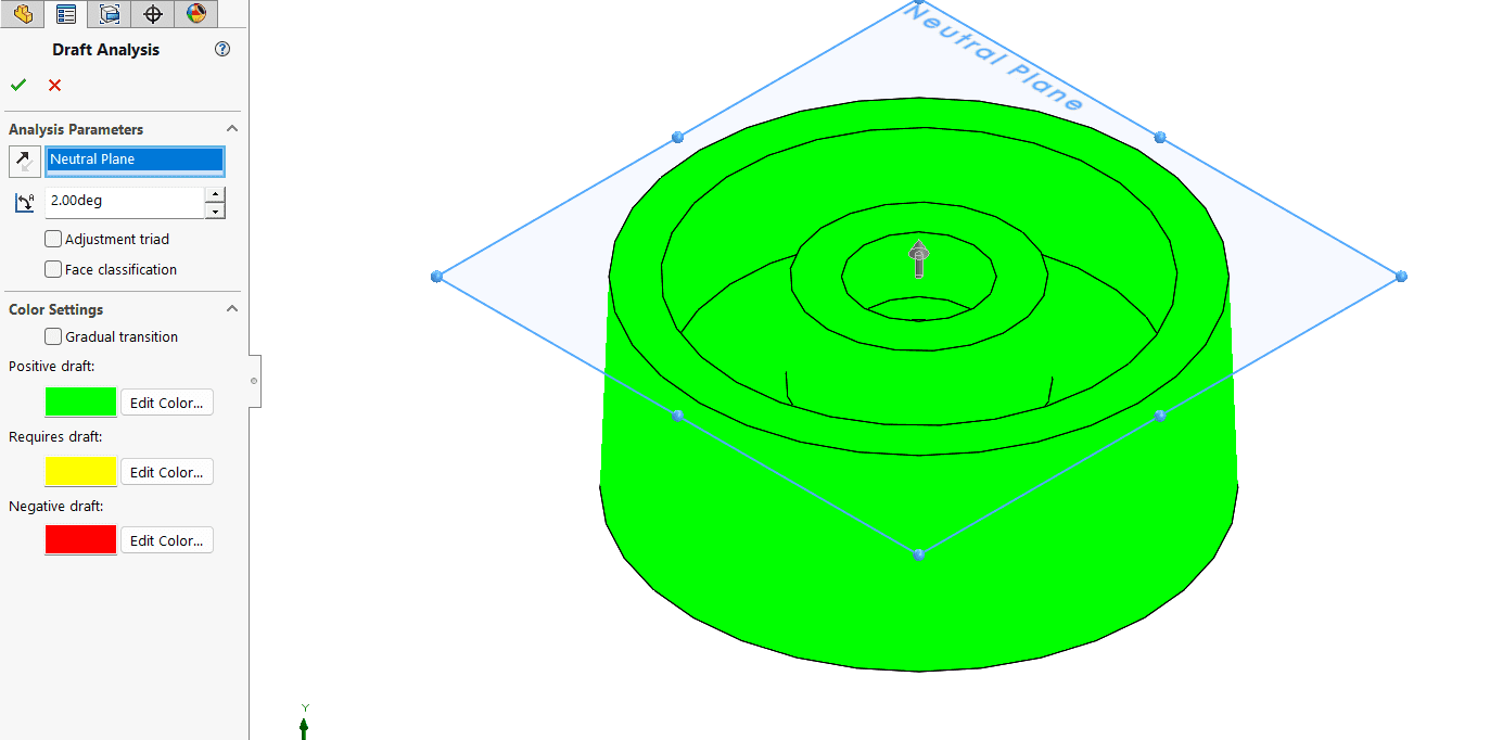 Screenshot che mostra i risultati dell'Analisi Sformo di SOLIDWORKS