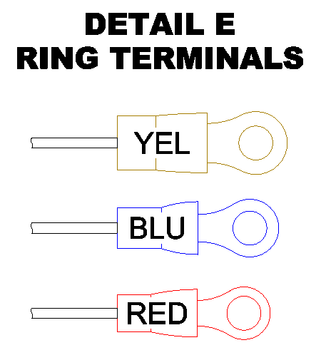 显示环形端子细节和连接点的技术图纸