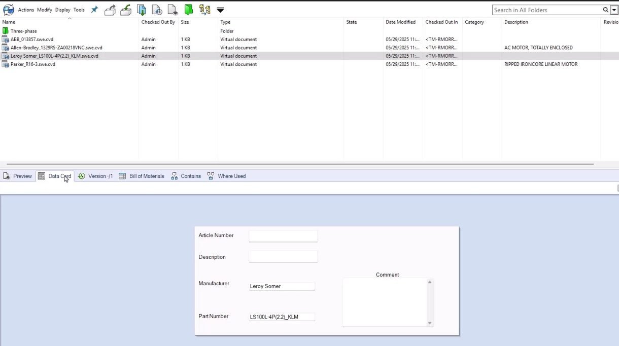 Elektrik kütüphane parçalarının malzeme listelerinde kolayca aranabildiğini ve temsil edildiğini gösteren ekran görüntüsü