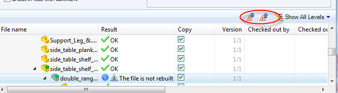 Capture d&rsquo;&eacute;cran montrant les messages d&rsquo;erreur et les notifications d&rsquo;avertissement de SOLIDWORKS PDM Copy Tree
