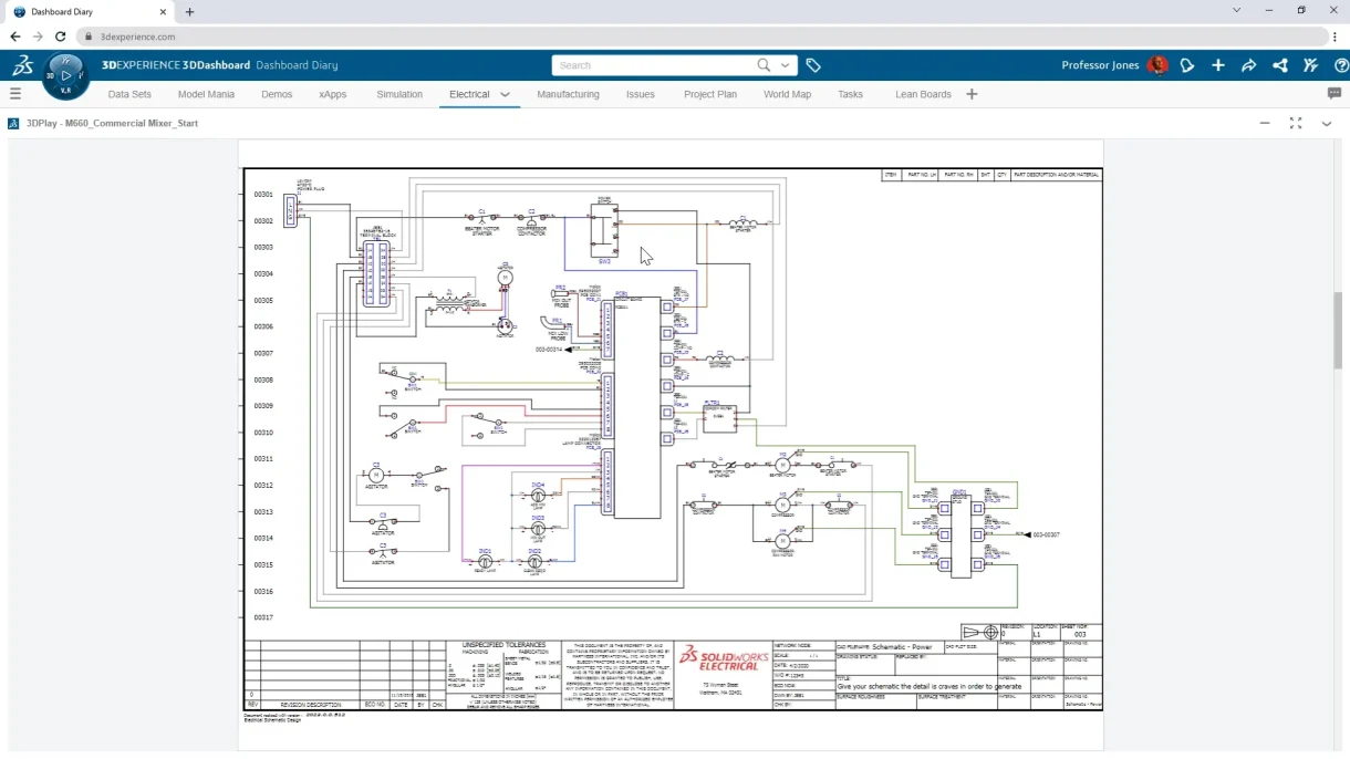 Screenshot eines mit SOLIDWORKS Electrical erstellten Schaltplandiagramms