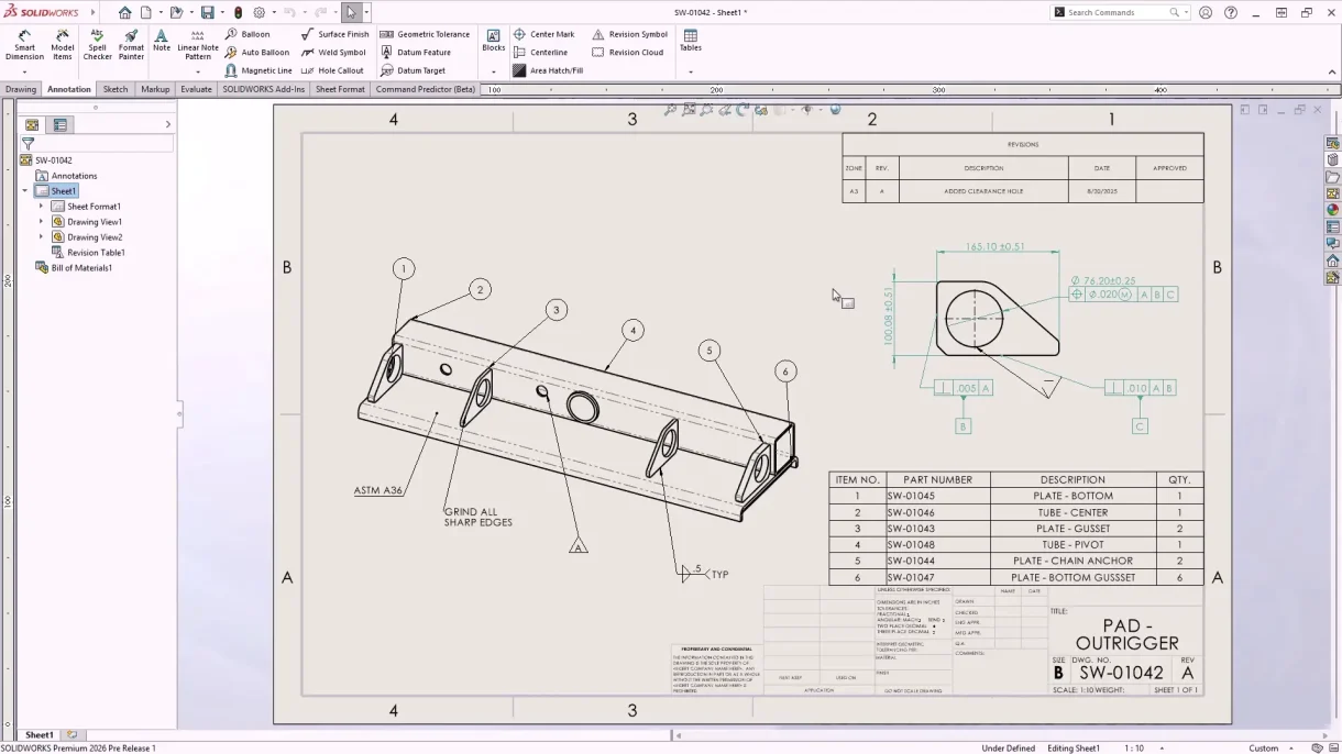 Screenshot der verbesserten magnetischen Linien-Unterst&uuml;tzung f&uuml;r Zeichnungsanmerkungen
