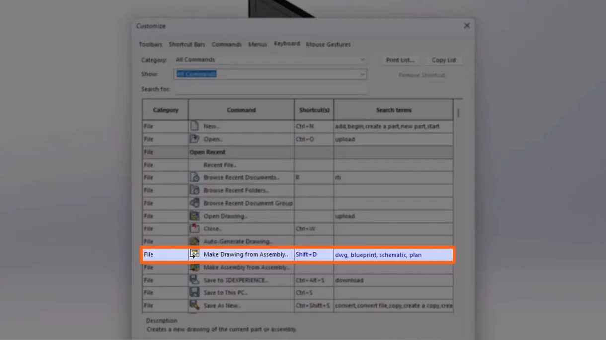 Screenshot der Befehls-Such-Verbesserungen f&uuml;r bessere Sichtbarkeit